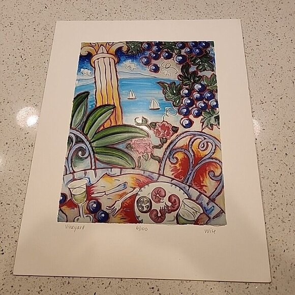 Wise "Vineyard" 6/100 HAND SIGNED LIMITED EDITION LITHOGRAPH 10x8" - Picture 1 of 8